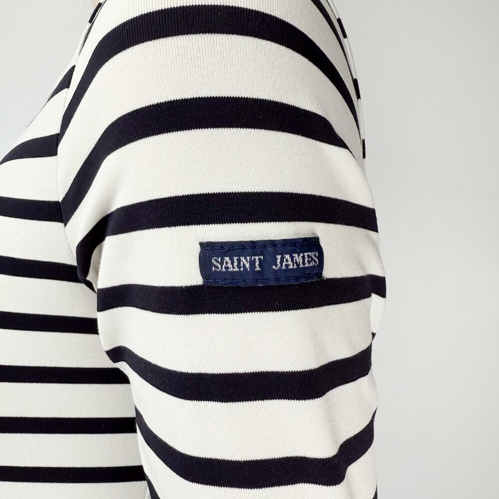 SAINT JAMES Propriano Stretch Striped White & Blue Midi Sheat Nautical Dress XS* - Picture 9 of 12